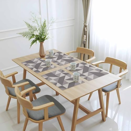 Placemats Set of 8, Geometric Grey Art Triangle Washable Table Mats