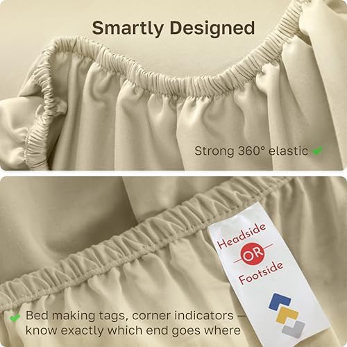 California Design Den 100% Cotton Sateen Queen Size Fitted Sheets