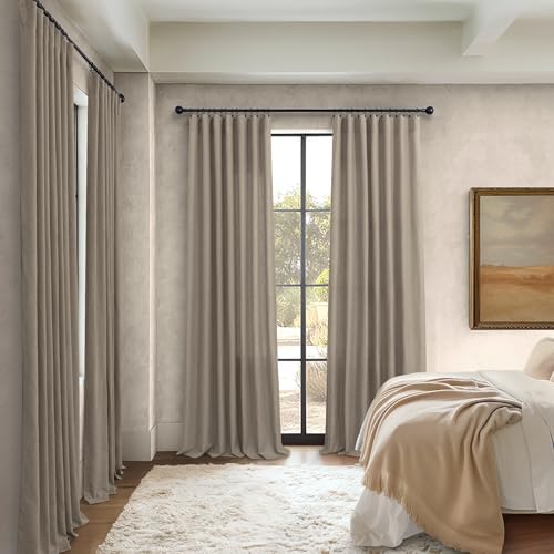 Pitalk Back Tab Linen Curtains 96 inches Long 2 Panels Set for Living