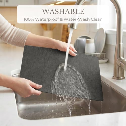 Romanstile Faux Leather Vinyl Placemats Set of 6, Charcoal