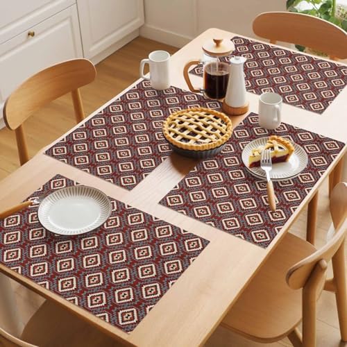 Round Placemats Set of 12 Neutral Geometric Place Mats Minimalist Boho