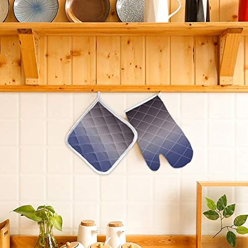 Quilted Cotton Terry Cloth Oven Mitt, Pot Holder Ombre Purple Grey
