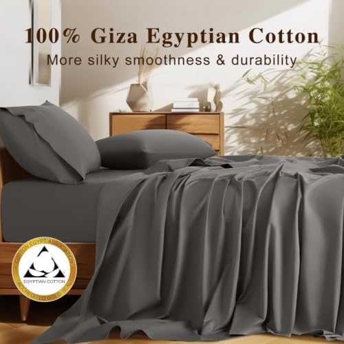 Shilucheng 100% Giza Egyptian Cotton King Size Sheets Set