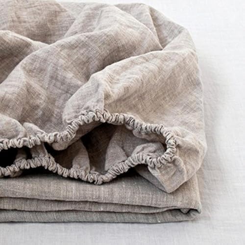 Simple&Opulence 100% Linen Fitted Sheet Cal King, 14 Inch Deep Pocket