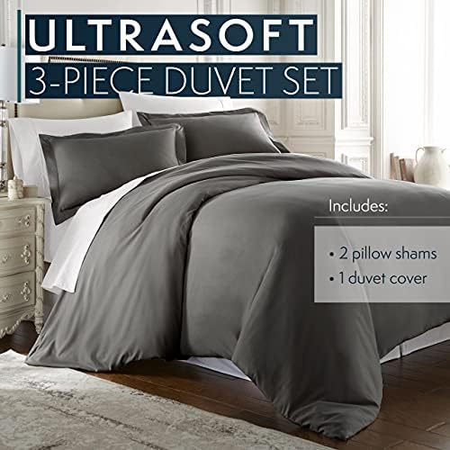 HC COLLECTION Duvet Cover - Grey King Size Duvet Cover - 3 Piece Soft