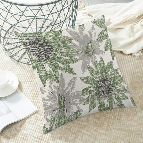 BETGINY Sage Green Grey Pillow Covers 22x22, Gray Vintage Sunflower