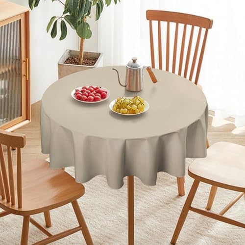 Round Tablecloth, Beige Solid Color Elegant Modern Table Cloth