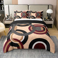 jejeloiu Modern Brown Grey Duvet Cover 100% Cotton King Size Geometric