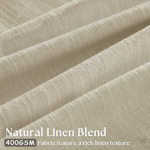 TWODRAPES Beige Pinch Pleated Linen Curtains 120 Inches Long 2 Panels