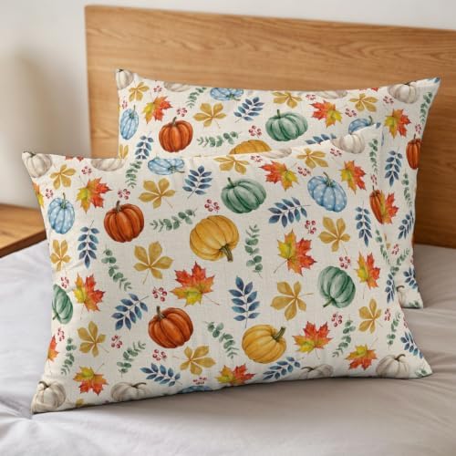 Thanksgiving Fall Duvet Cover Set 3 Pieces with Zipper Closure, Blue