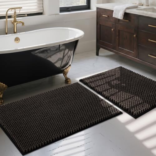 BSICPRO Bathroom Rugs Set 2 Piece, Black, 20"x32" Plus 16"x24"