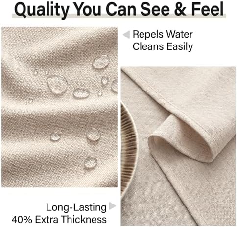 MIULEE Linen Textured Rectangle Tablecloth 52x70 Inch Ivory