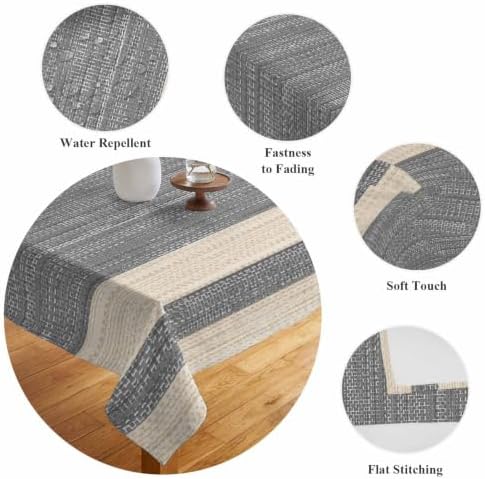 Savannan Square Tablecloths, Light Gray Striped Background Waterproof