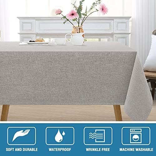 H.VERSAILTEX Linen Textured Tablecloth 60 x 84 Waterproof Decorative