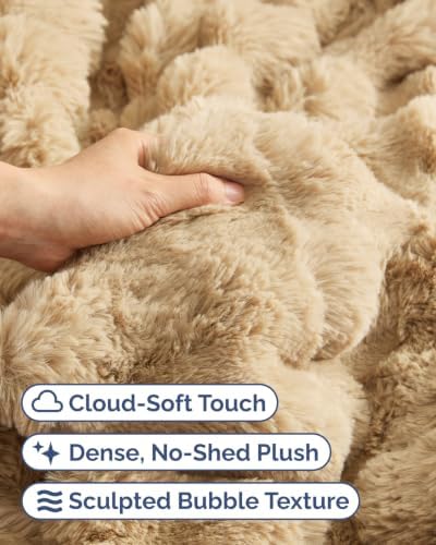 Faux Fur Throw Blanket - Throw XL Bubble Blanket - 50" x 70" Oxford