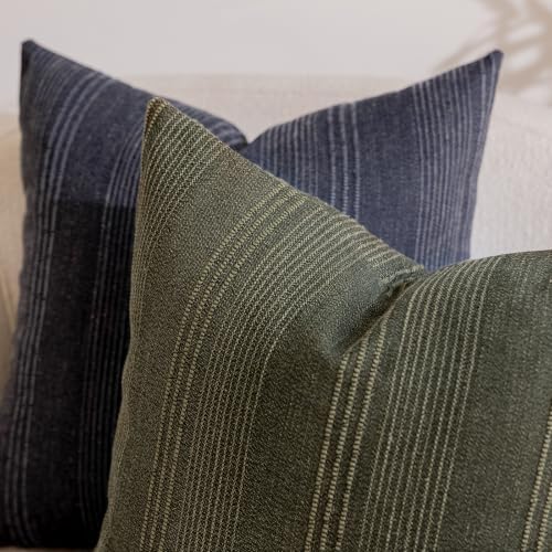 Hckot Decorative Striped Throw Pillow Covers 20x20 Set of 2 Olive