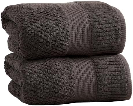 NY Loft 100% Cotton 2-Pack Oversized Bath Towel Set | Dark Grey