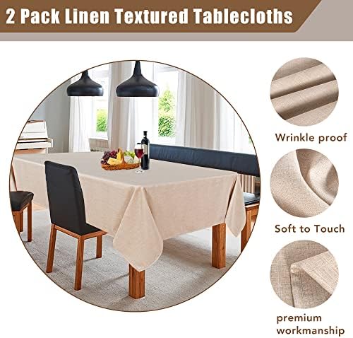Fitable 2 Pack Beige Faux Linen Square Tablecloths 54x54 Inch