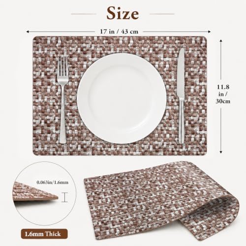 Faux Leather Placemats Set of 6, Reversible Patterned Table Mats