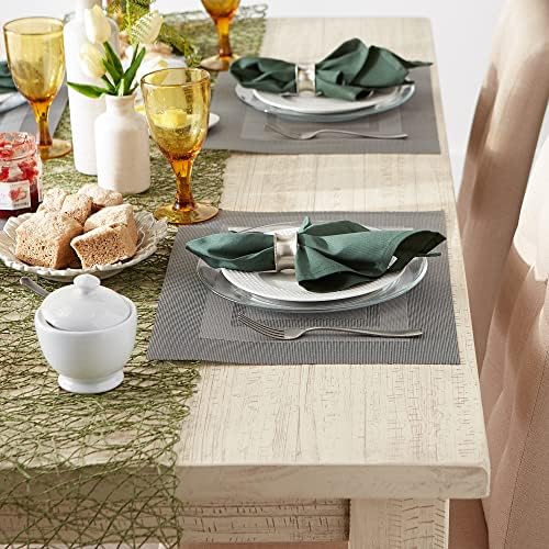 DII Vinyl Tabletop Collection, Placemat Set, 13x17.25, Gray, 6 Piece