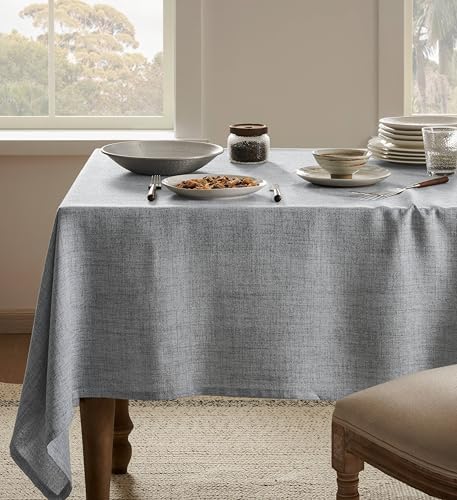 Farmhouse Linen Rectangular Tablecloth, Grey 54x108 Inch