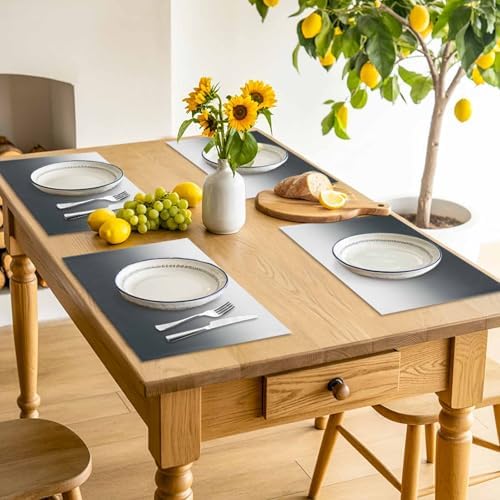 Abstract Ombre Grey Placemats Set of 6 Washable Table Mats for