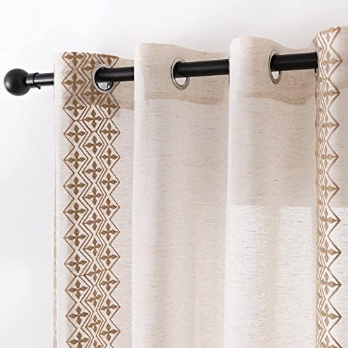Boho Curtains for Living Room Bedroom Cream Sheer Curtains 84 Inches