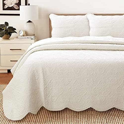 Cozy Line Home Fashions 100% Cotton Medallion Off White Matelasse