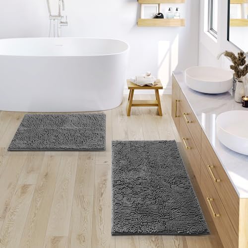 Nestl Bathroom Rugs Sets 2 Piece, Chenille Bath Mat Set - Machine