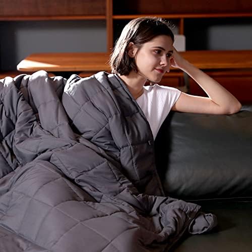 Syrinx Twin Size Weighted Blanket 10 lbs, 48'' x 72'', Dark Grey