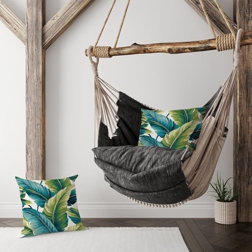 ArogGeld Chinoiserie Pillow Covers Set of 2 Green Tropical Palm Leaves