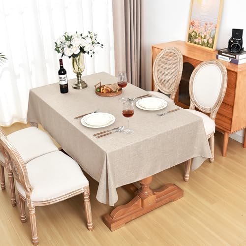 Fitable 2 Pack Beige Faux Linen Square Tablecloths 54x54 Inch