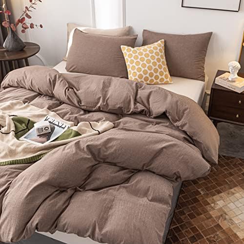 Janlive Washed Cotton Duvet Cover King Ultra Soft 100% Cotton Solid
