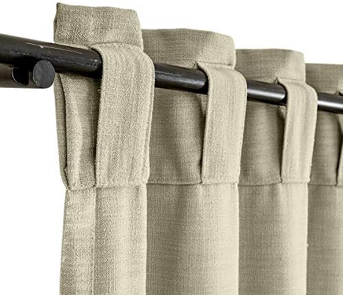 TWOPAGES Light Reducing Solid Beige Back Tab Drape for Door Window