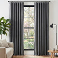 NICETOWN Charcoal Gray Linen Room Darkening Curtains for Bedroom