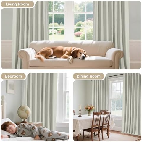 Joydeco Blackout Curtain 108 Inches Long - 100% Blackout Living Room