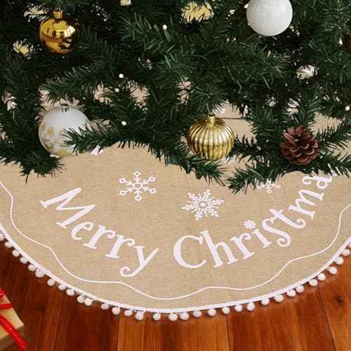 AerWo 24 Inch Burlap Christmas Tree Skirt
