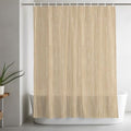 Light Khaki Linen Texture Shower Curtain 84 Inches Long Rustic Solid