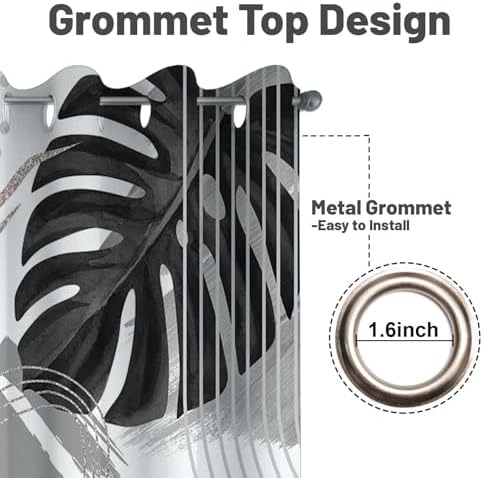 Charcoal Grey Blackout Curtains, Boho Drapes 96 inches length, 2