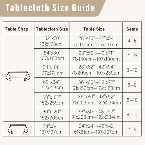 DWCN Rectangle Faux Linen Tablecloth, Table Cover, 54 x 108 Inch