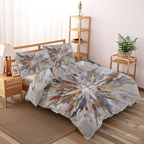 Abstract Duvet Cover Queen, Colorful Bedding Set, Modern Art Comforter