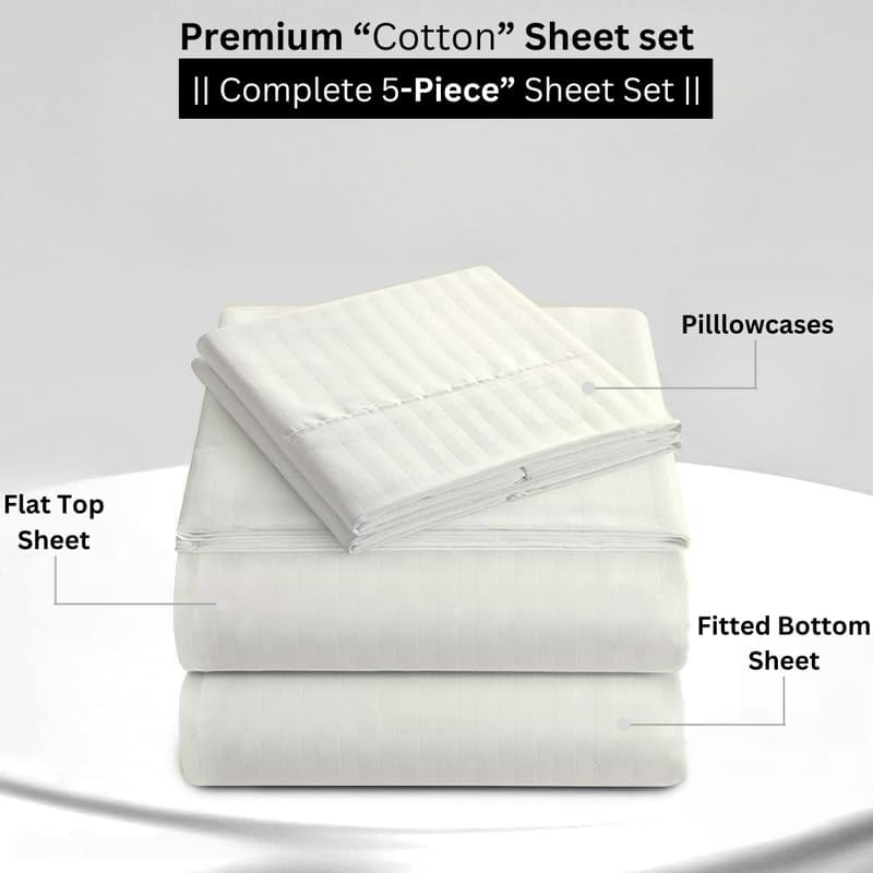 Split King Bed Sheets 5 Pieces 100% Egyptian Cotton Sheets for Split