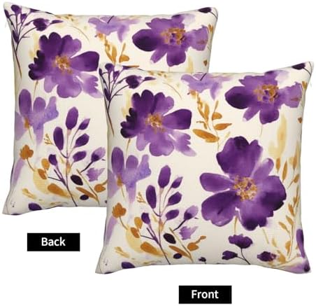 Watercolor Flower Throw Pillow Covers Violet Gold Flower Pillow Cover