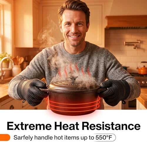 ISQ 6Piece Silicone Oven Mitts and Pot Holder Set Heat-Resistant up to
