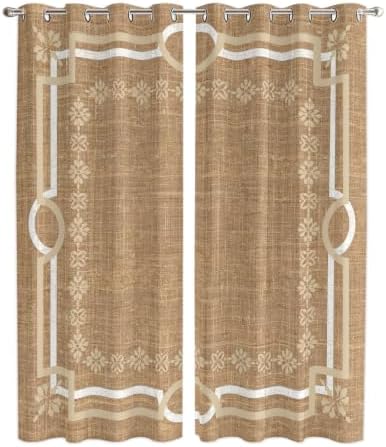 Taupe Gray Botanical Window Curtains Panels with Silver Grommet