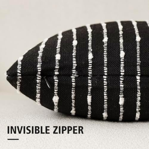 Foindtower Decorative Striped Boucle Throw Pillow Covers 18x18 Inch