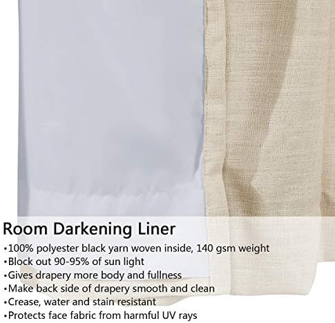 TWOPAGES 4 Kinds of Hanging Methods Faux Linen Room Darkening Curtain