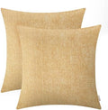 BRAWARM Chenille Throw Pillow Covers 20x20 Inches, Gold, Pack of 2