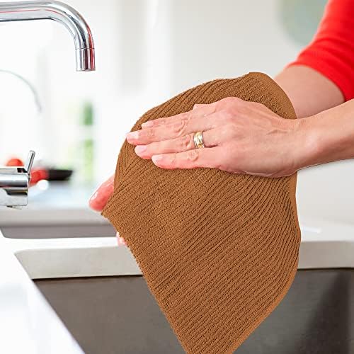 Oakias 100% Cotton Ribbed Terry Bar Mop Towels – 12 Pack – White &