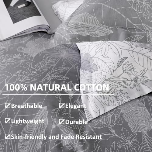 OAITE Queen Duvet Cover Set 3pcs 100% Cotton Grey Forest